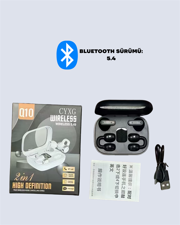 Q10 Bluetooth 5.4 Kablosuz Kulaklık – Dokunmatik, Uzun Pil Ömrü, Type-C Şarj