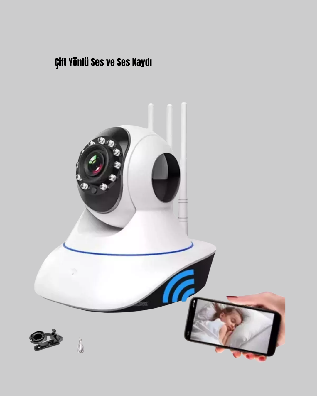 Full HD Akıllı IP Kamera – Gece Görüşlü, Hareket Sensörlü, Çift Yönlü Ses ve Online Kayıt Özellikli