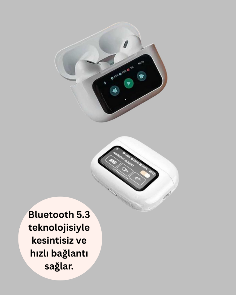 Dokunmatik Ekranlı Bluetooth Kulaklık ANC Gürültü Önleme Suya Dayanıklı
