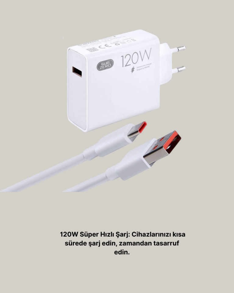 120W Mi Turbo Destekli Hızlı Şarj Cihazı Type-C Uyumlu Akım Korumalı