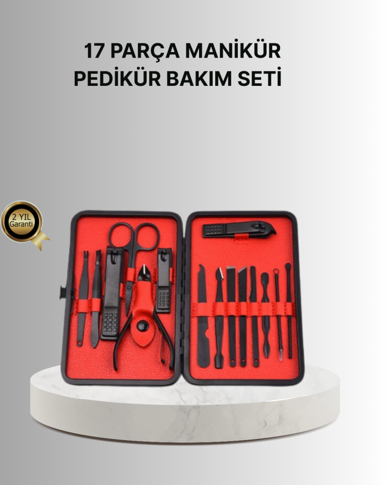 Şık Kutu Tasarımlı 17 Parça Manikür Pedikür Seti Dayanıklı ve Hijyenik