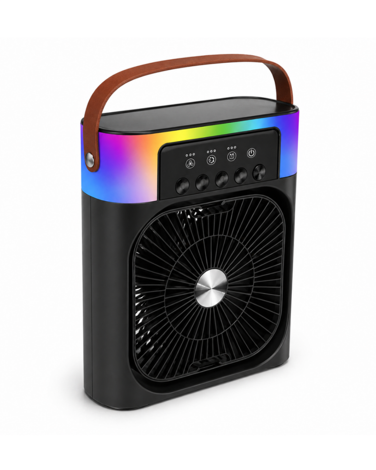 USB Şarjlı Masaüstü Sprey Fan Taşınabilir Serinletici RGB Işıklı Mini Klima