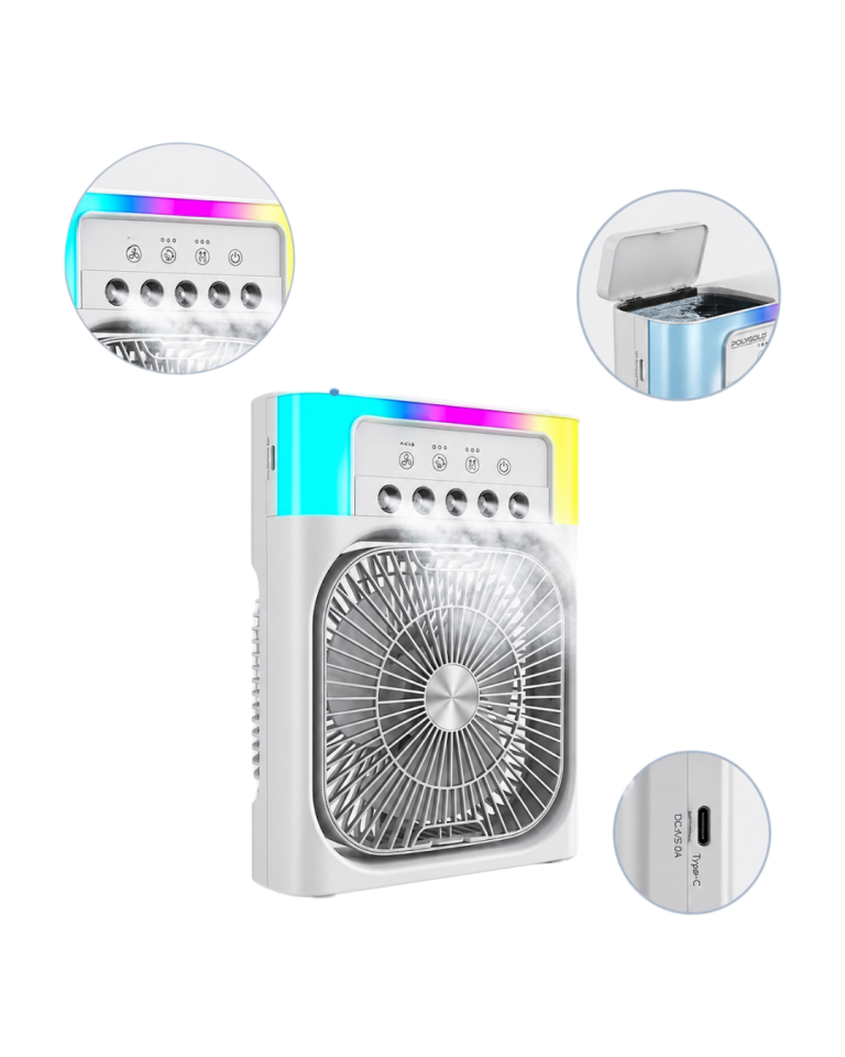Su Püskürtmeli Mini Klima Fan USB Şarjlı Masaüstü Soğutucu RGB Işıklı