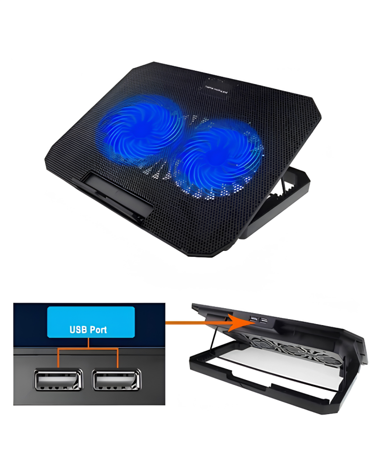 Çift Fanlı Laptop Soğutucu Stand 17 İnç Uyumlu 8 Kademeli Ayarlı USB Girişli