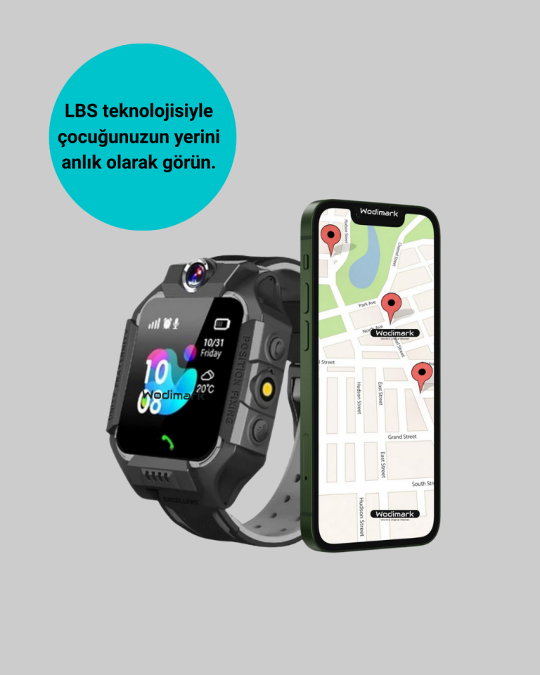 S10 Akıllı Çocuk Saati Siyah Model Çift Yönlü Konuşma ve SOS