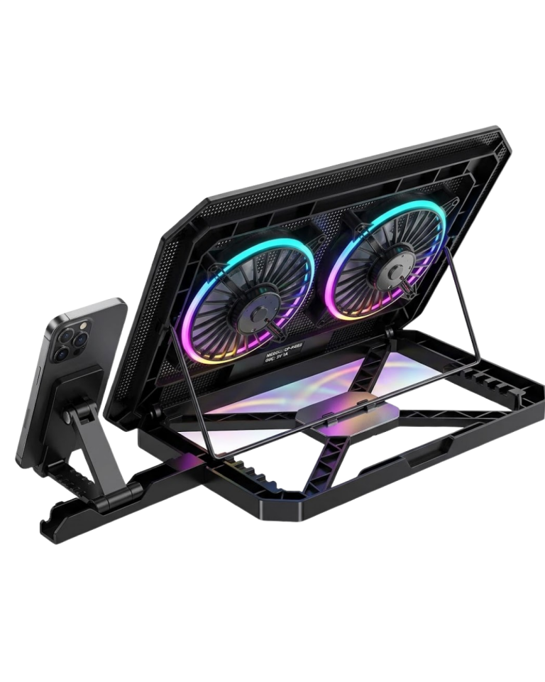 Notebook Soğutucu Stand RGB Aydınlatmalı İki Fanlı Laptop Altlığı