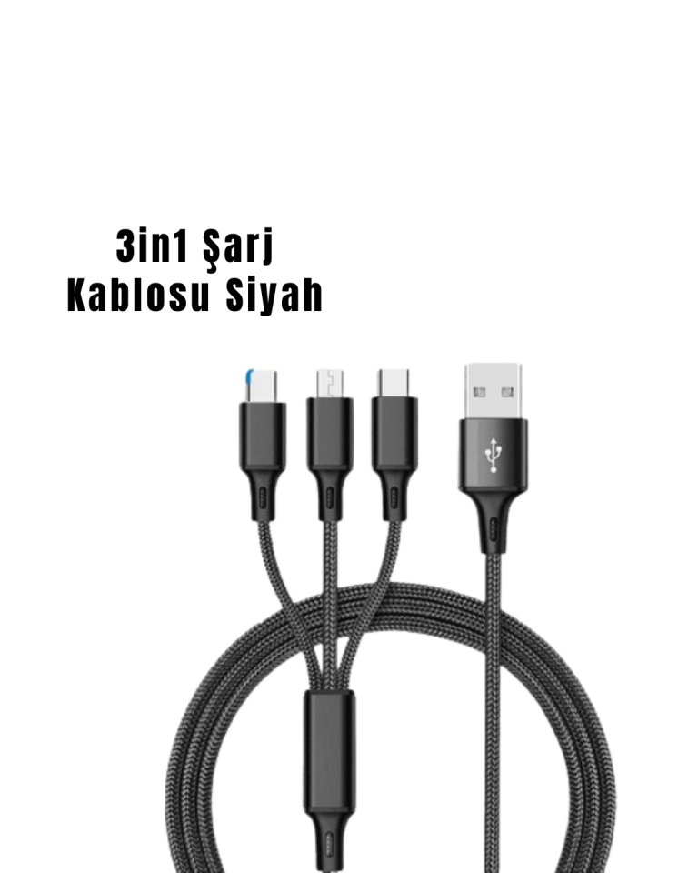 3’ü 1 Arada Hızlı Şarj Kablosu
