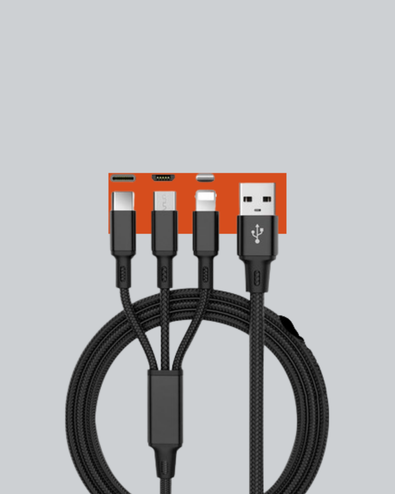 Evrensel 3 Başlıklı Şarj Kablosu – iPhone Huawei Samsung İçin