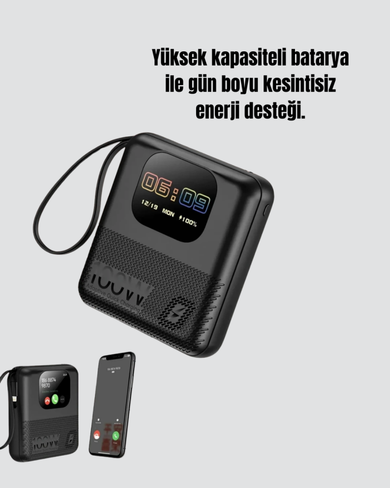 Akıllı Bildirim Ekranlı 10000 mAh Powerbank ve Aktivite Takip Cihazı