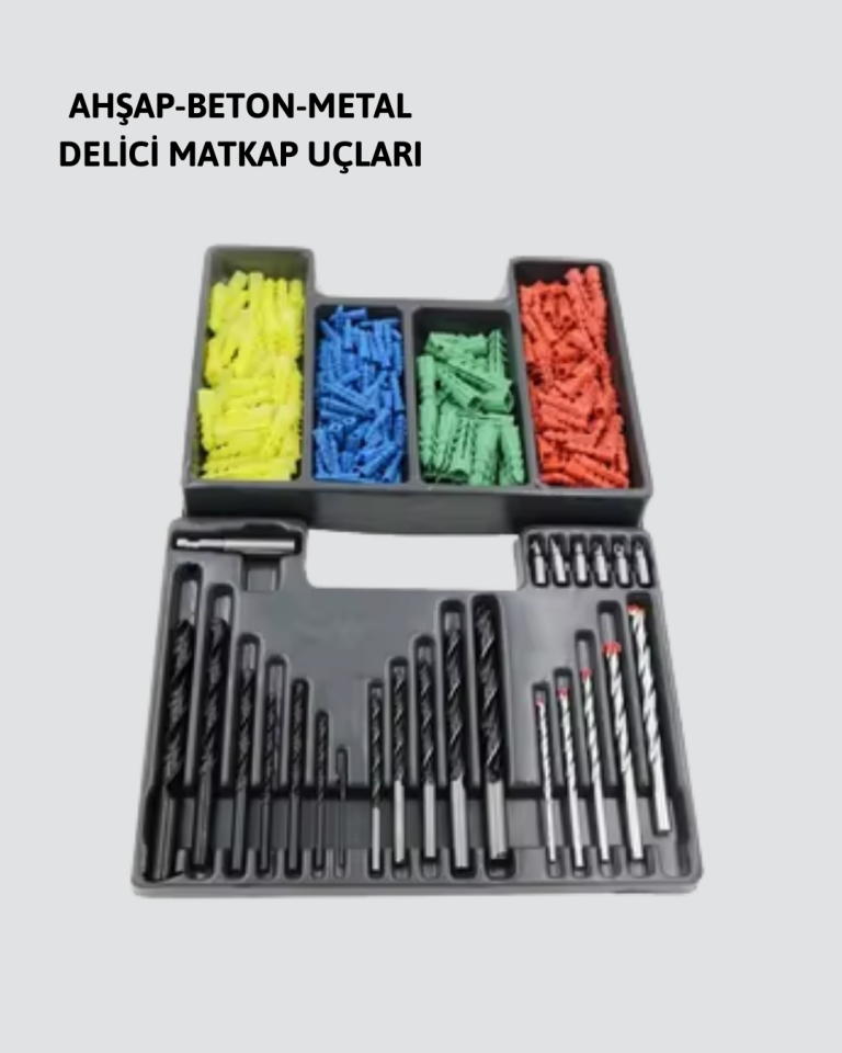 Kapsamlı Matkap Ucu Seti Organizer Kutulu Ahşap Metal Beton Delme