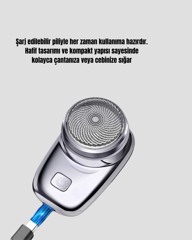 Şarjlı Mini Tıraş Makinesi – Hassas Ciltlere Uygun, Su ile Yıkanabilir, Kompakt Tasarım