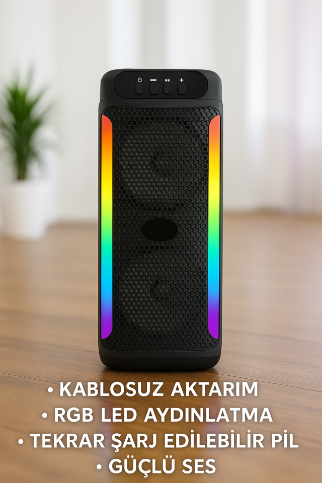 Ev ve Dış Mekan Kullanımına Uygun RGB Işıklı Hoparlör