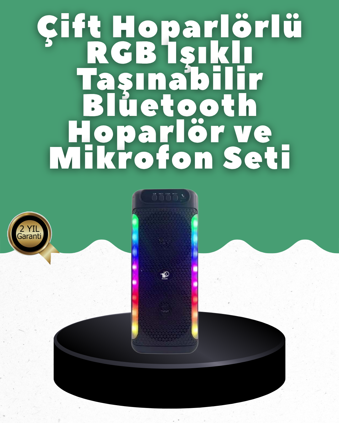 Yüksek Ses Güçlü Kablosuz Hoparlör  Karaoke Mikrofonlu
