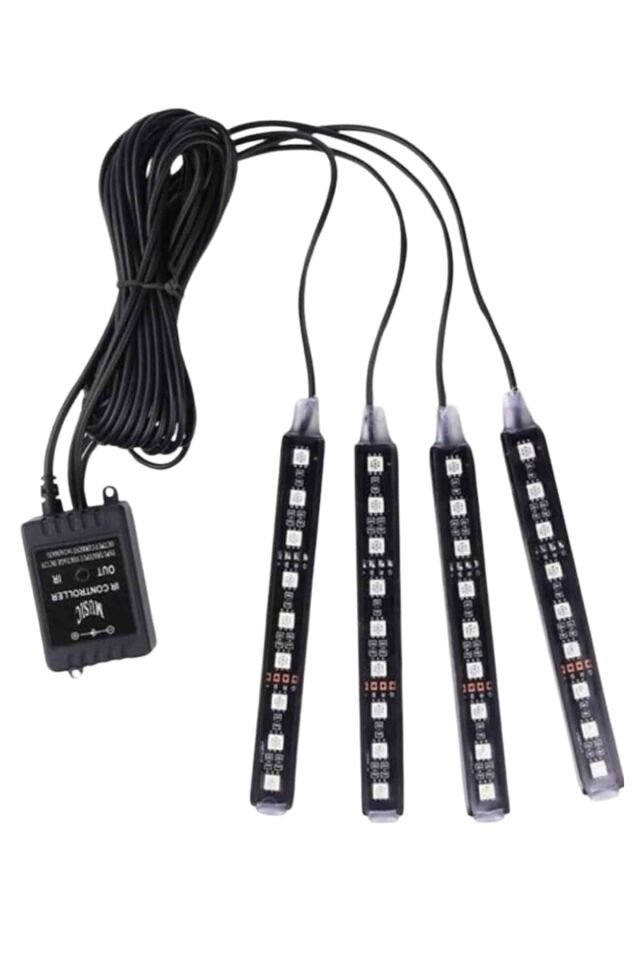 RGB Işıklı Araç İçi Aydınlatma Kumandalı 12'li Led Işık Renk Değiştirebilen