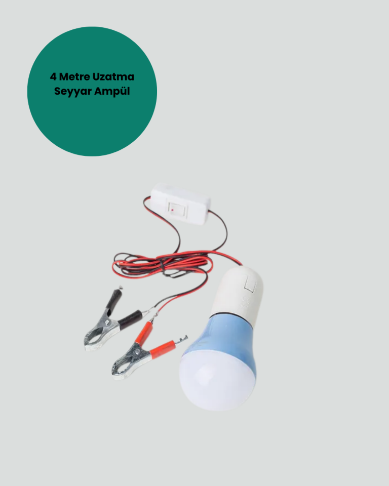 Timsah Kıskaçlı 12V LED Ampul Kamp ve Acil Durum Lambası