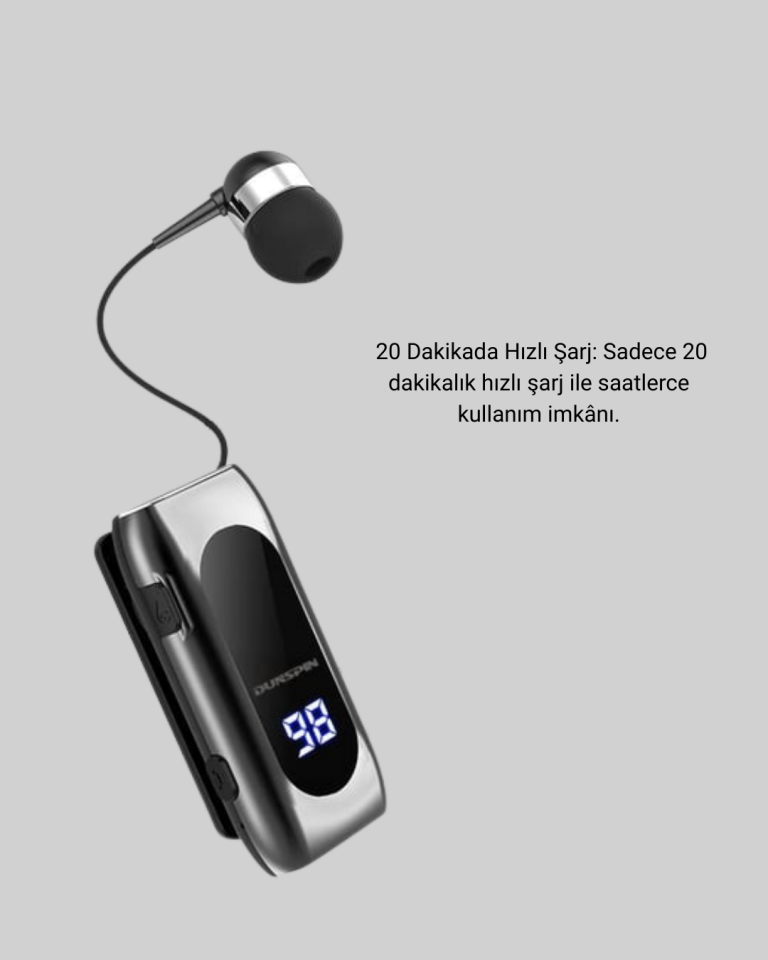 Bluetooth 5.2 Klipsli Kablosuz Kulaklık – Dijital Ekran & Titreşimli Uyarı