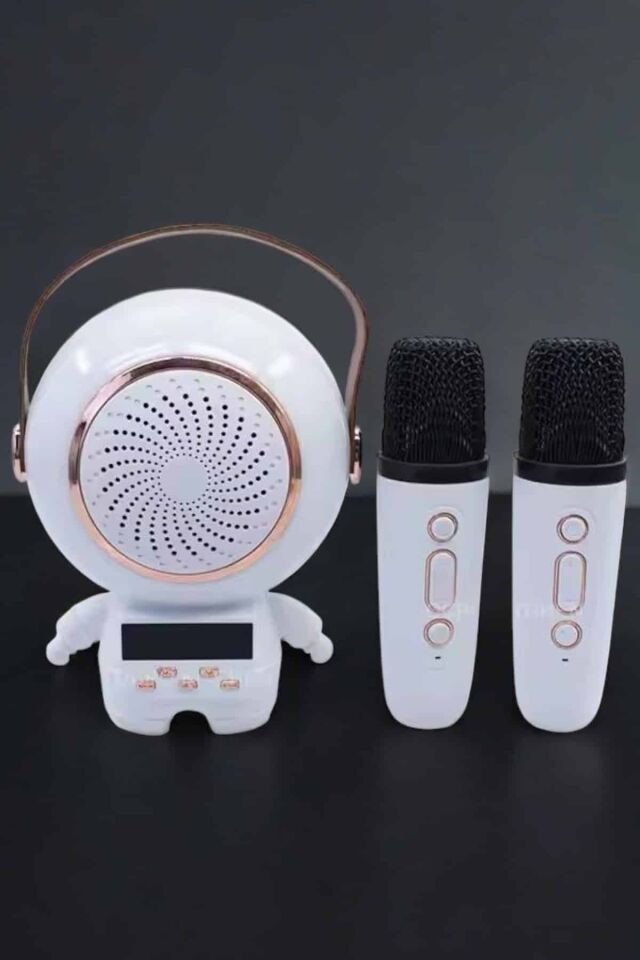 Çift Mikrofonlu Karaoke Mikrofon Bluetooth Bağlantılı Dijital Göstergeli