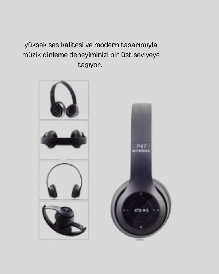 Bluetooth Kablosuz Kulaklık – Extra Bass, TF Kart, Mikrofonlu, Ayarlanabilir Ergonomik Tasarım