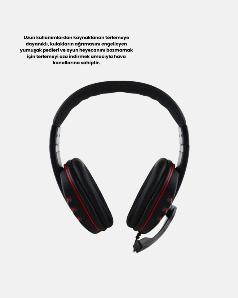 Profesyonel Gaming Kulaklık – Mikrofonlu, Yumuşak Pedli, Stereo Ses Kalitesi, Tere Dayanıklı