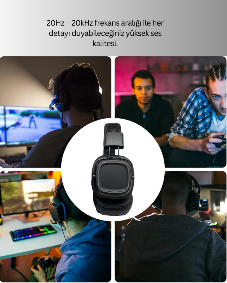 Ergonomik Konforlu Kablosuz Kulak Üstü Bluetooth Kulaklık
