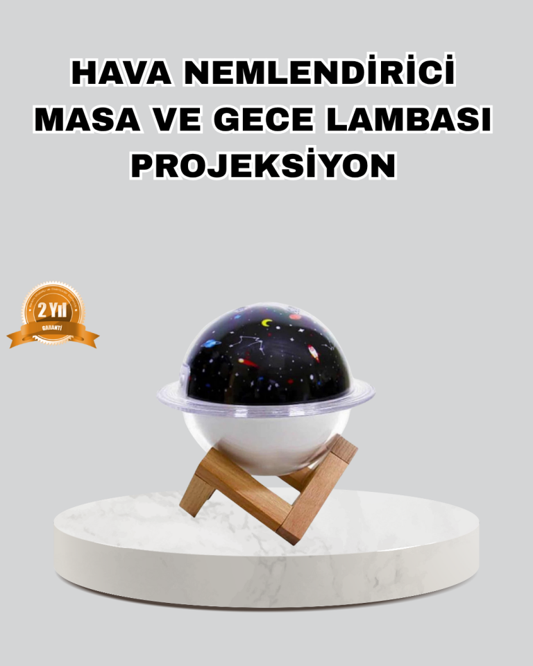 Aromaterapili USB Hava Nemlendirici – Projeksiyon Işıklı, Sessiz ve Şık Tasarım