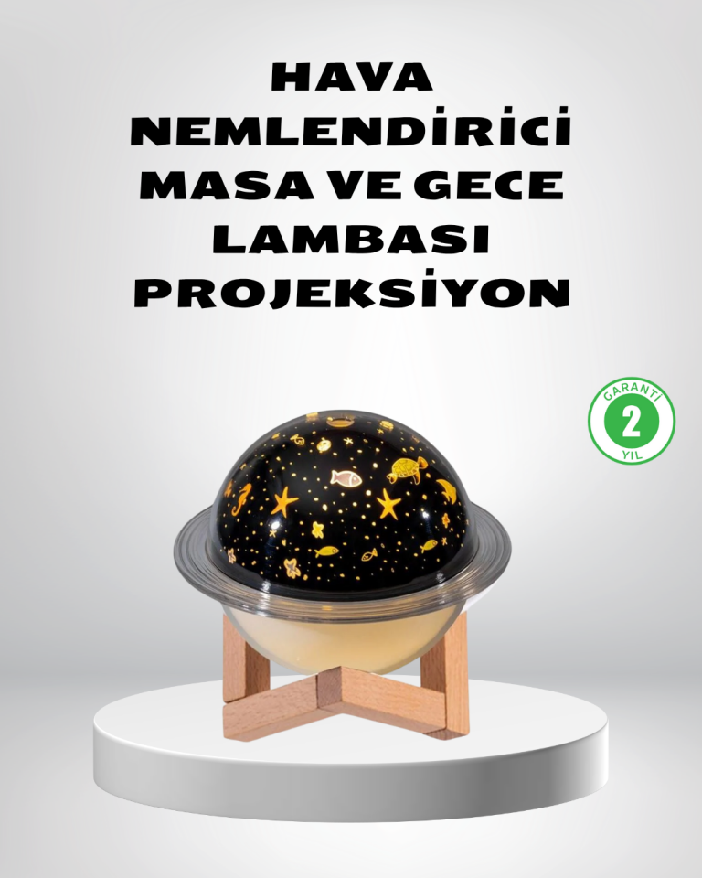 USB Projeksiyon Gece Lambası ve Hava Nemlendirici – Aromaterapi Destekli, Taşınabilir Mini