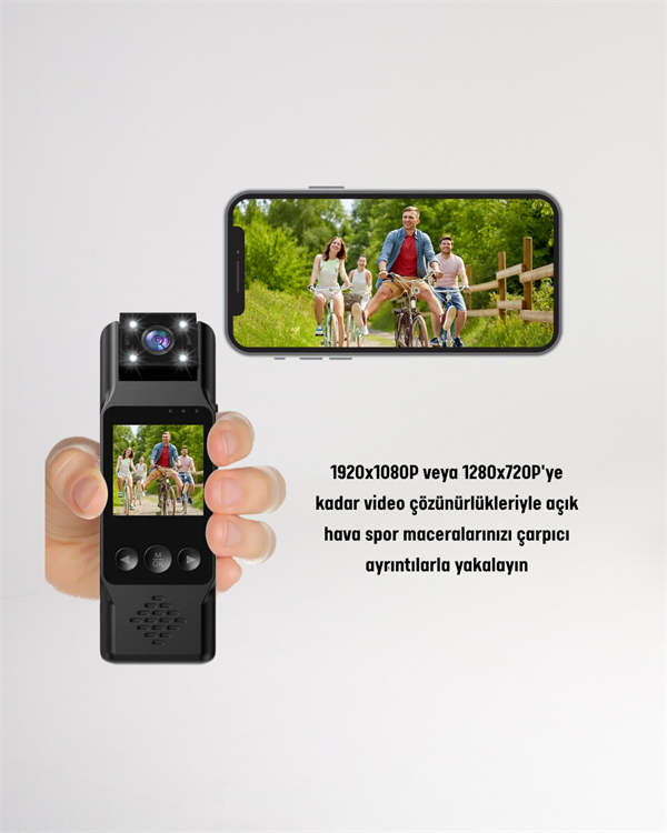 WiFi ile Uzaktan Erişimli Mini Kamera – 1200mAh Batarya, 1080P Video Çekimi