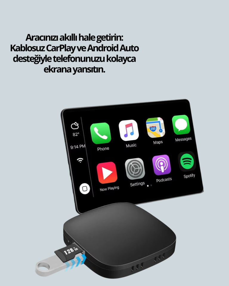5.8GHz WiFi Destekli Kablosuz Android Auto Dönüştürücü