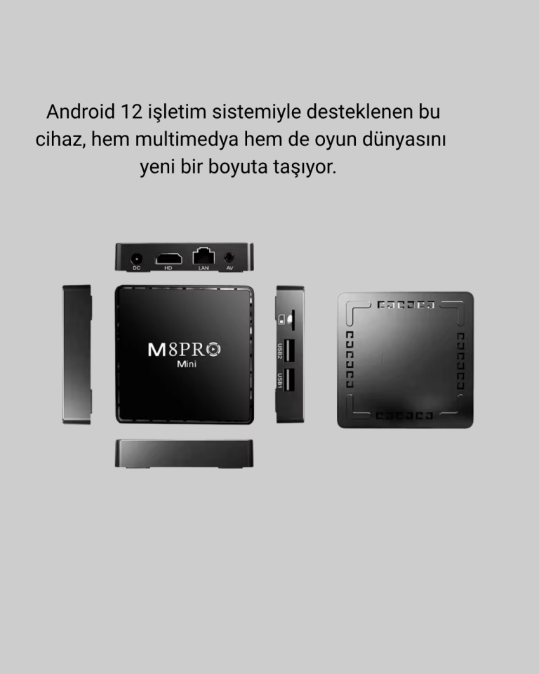 10K Ultra HD M8Pro Mini 2 – 64 GB Depolama, Android 12, Oyun ve TV Deneyimi Bir Arada