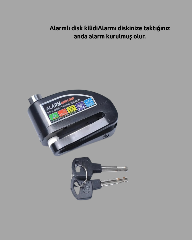 Suya Dayanıklı 110dB Alarmlı Çelik Disk Kilidi