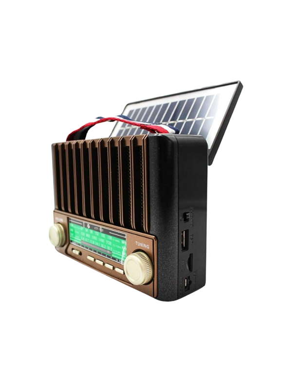 KTF-1428 Güneş Paneli Şarjlı Nostaljik Bluetooth Hoparlör – FM/AM/SW Radyo, USB/SD Desteği, Taşınabilir Tasarım