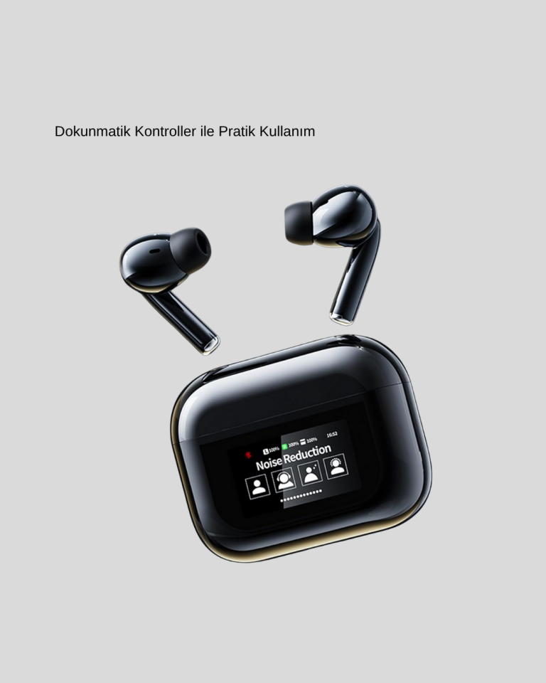 Aktif Gürültü Engelleme (ANC) Kablosuz Bluetooth Kulaklık – Dijital Ekranlı, Dokunmatik ve Uzun Pil Ömürlü