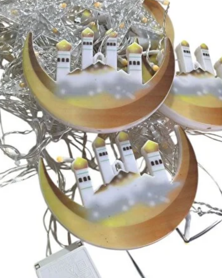 Ramazan Temalı LED Işık Hilal ve Yıldız Figürlü Dekor Lambası