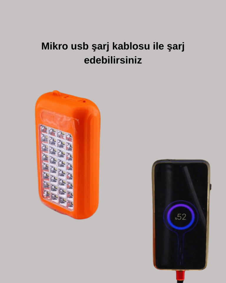 Güneş Enerjili LED Powerbank Işıldak – 10000 mAh, Su Geçirmez, 32 LED, Taşınabilir Tasarım