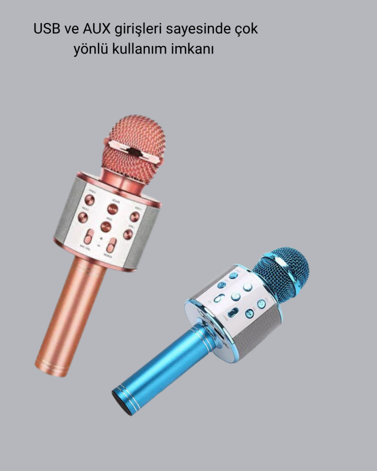 Taşınabilir Karaoke Mikrofon – Bluetooth, USB ve AUX Girişli