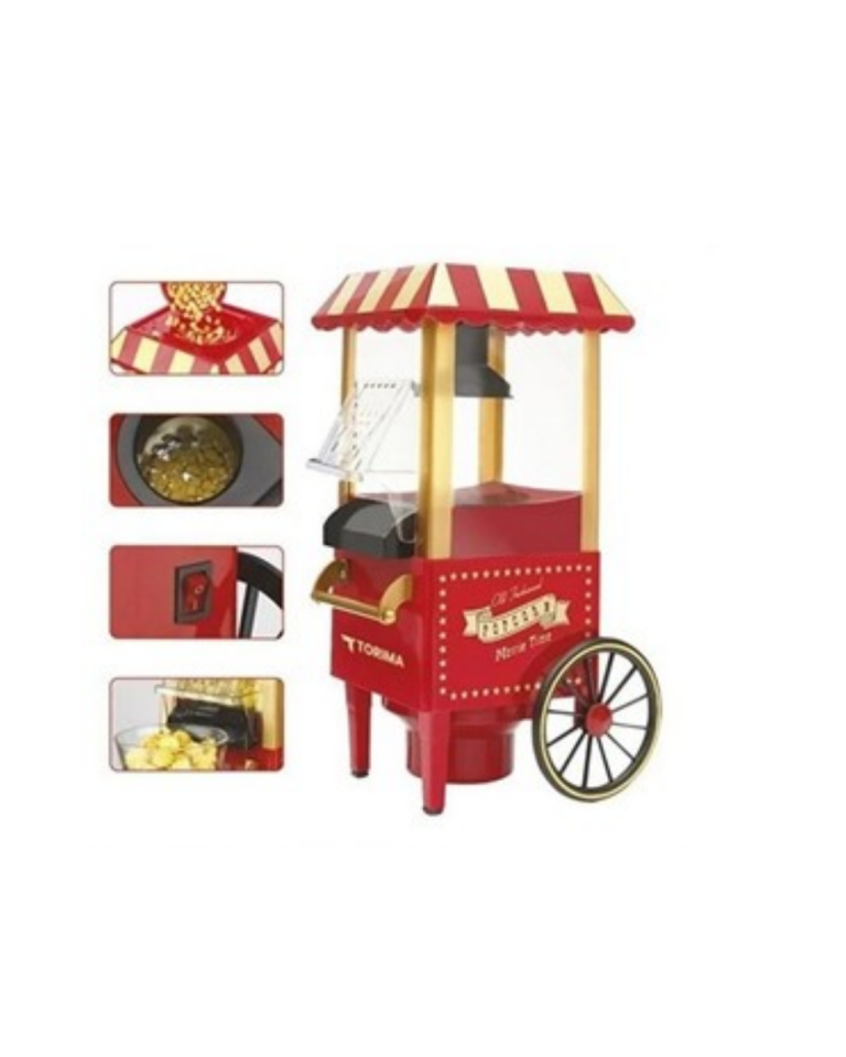 Sıcak Hava Popcorn Makinesi Yağsız Mısır Patlatıcı Nostaljik Tasarım