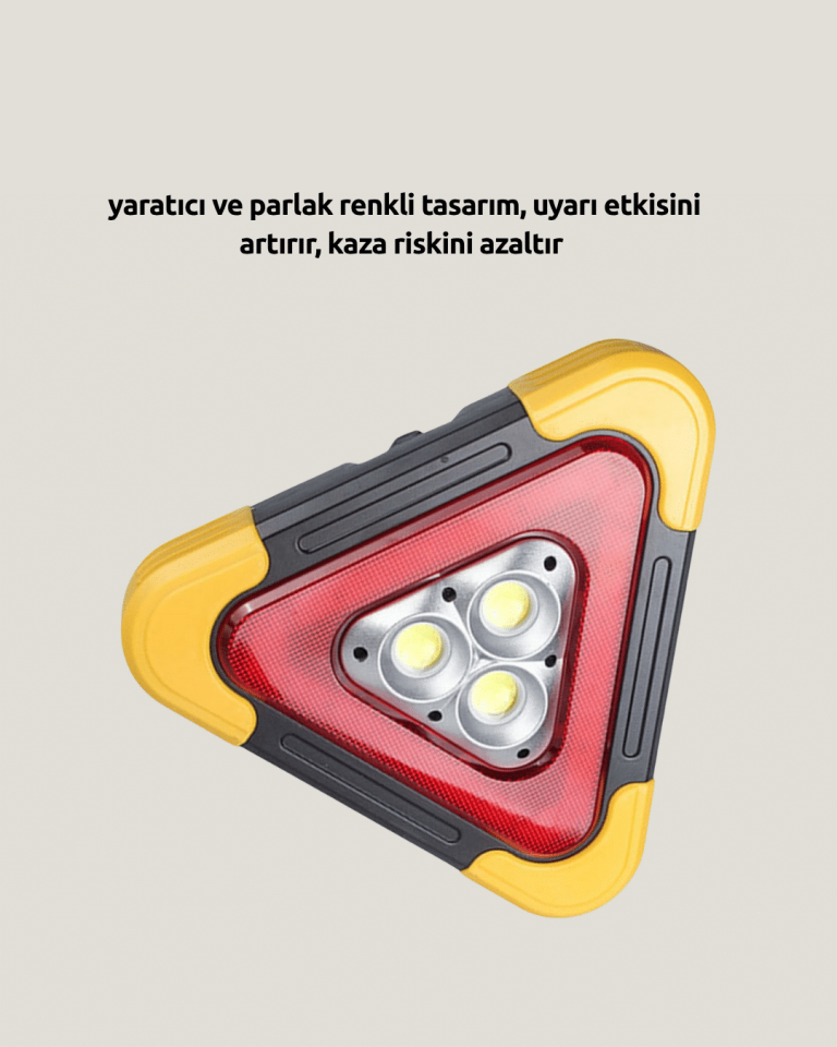 Solar Şarjlı Üçgen LED Park ve İkaz Lambası