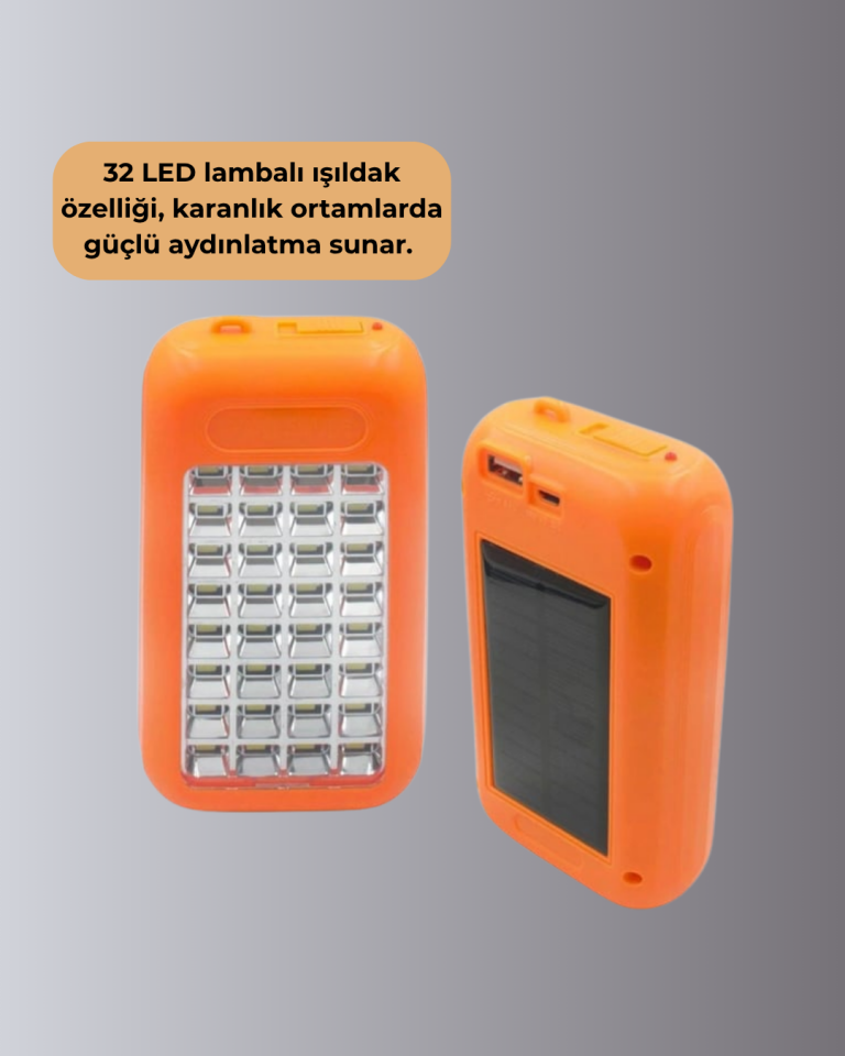 Çift USB Çıkışlı Güneş Enerjili Aydınlatmalı Powerbank