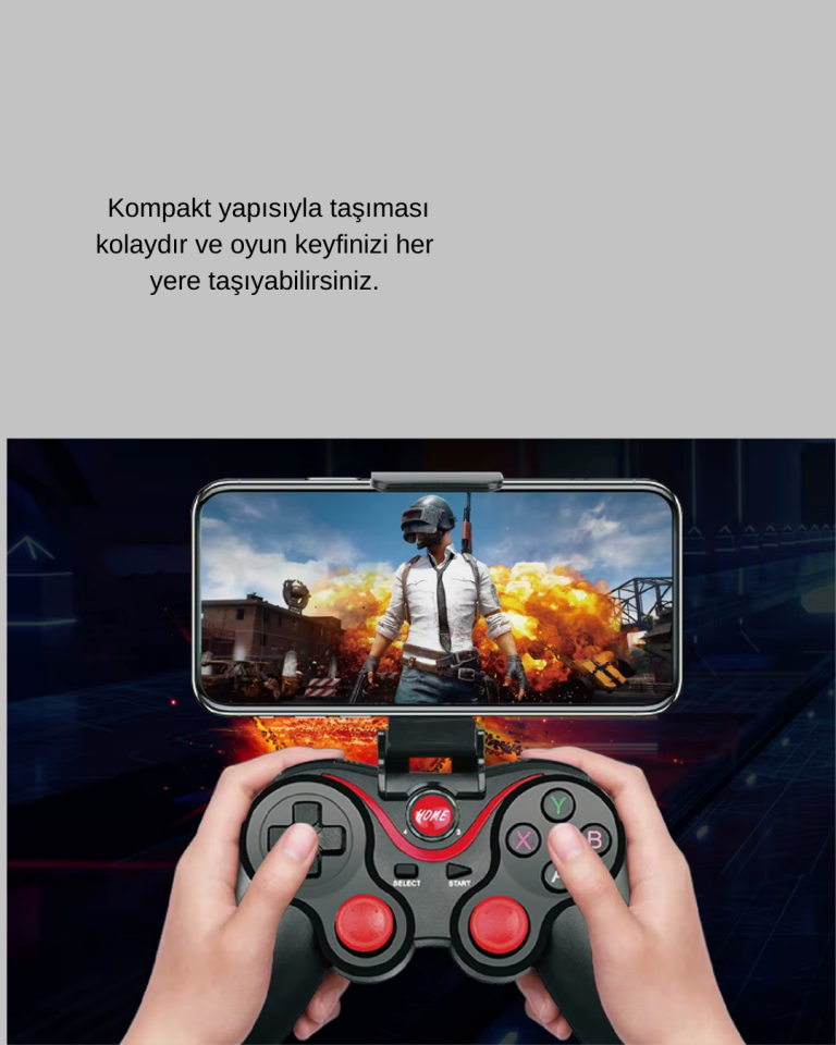 Telefon, Tablet ve PC İçin Çok Fonksiyonlu Bluetooth Gamepad