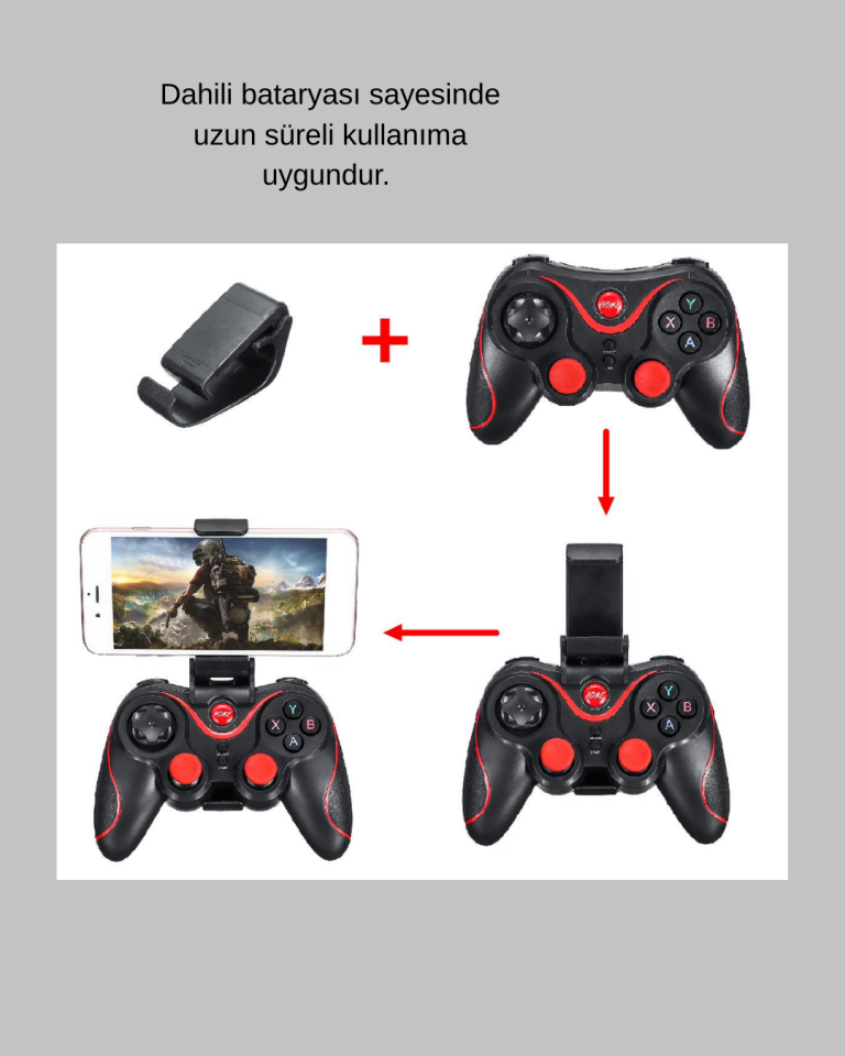 Bluetooth Kablosuz Oyun Kumandası – Android, iOS, PC Uyumlu