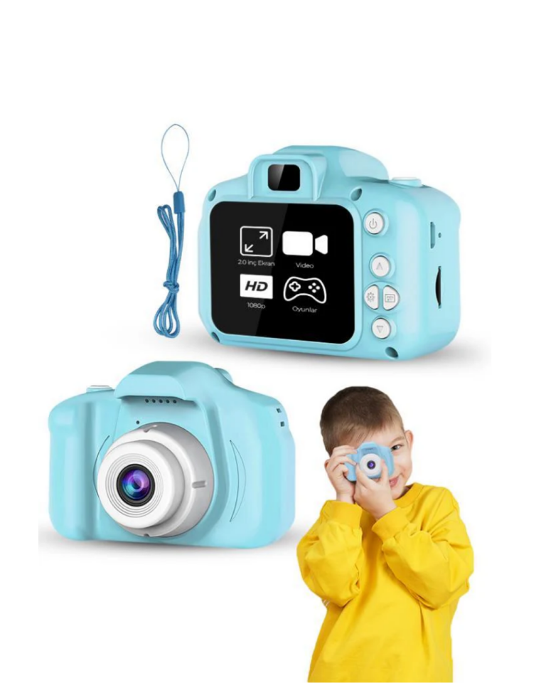 Mavi Kompakt Dijital Kamera HD Video ve Fotoğraf Çekim Özellikli USB Bağlantılı