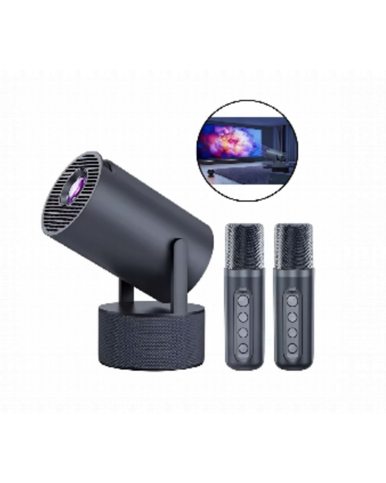 3ü 1 Arada Karaoke ve Projeksiyon Sistemi Çift Mikrofon Destekli