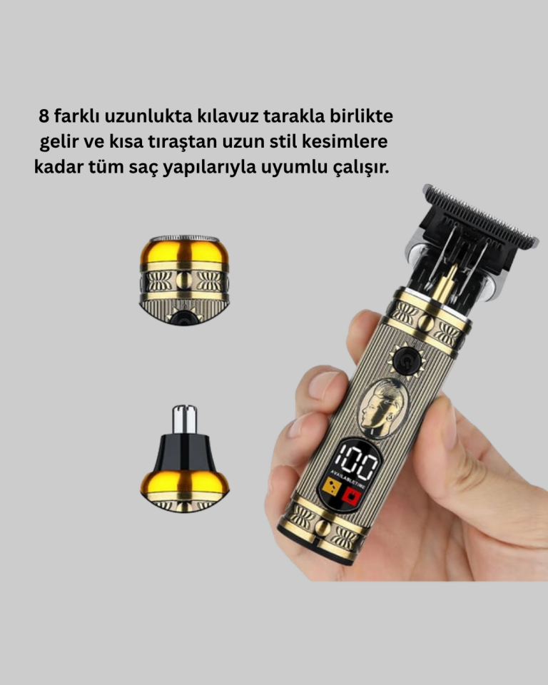 Kablosuz Saç Sakal Düzeltici – Çoklu Başlık ve Taraklı