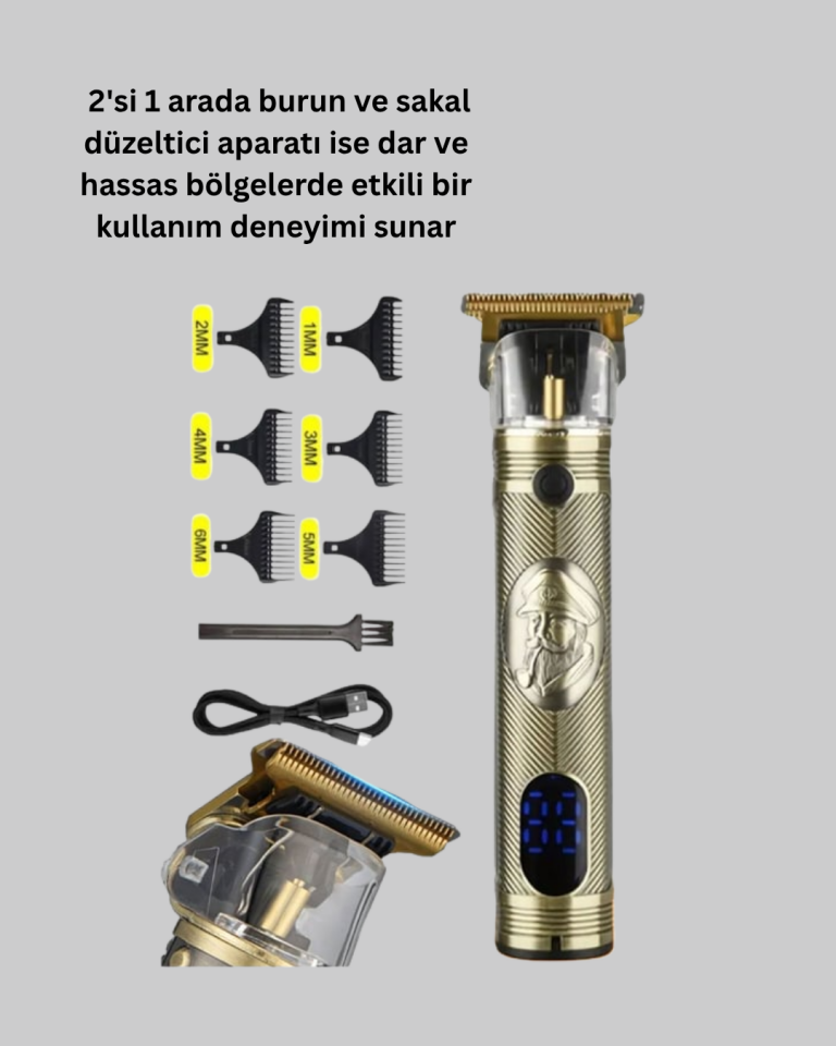 Kablosuz Saç Sakal Düzeltici – Çoklu Başlık ve Taraklı