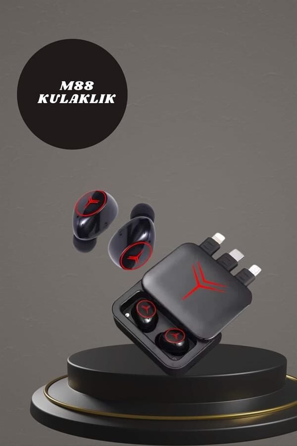 Dijital Göstergeli Powerbank Kablosuz Kulaklık ve 7 Kordonlu Yeni Nesil Akıllı Saat Dokunmatik Kontrol