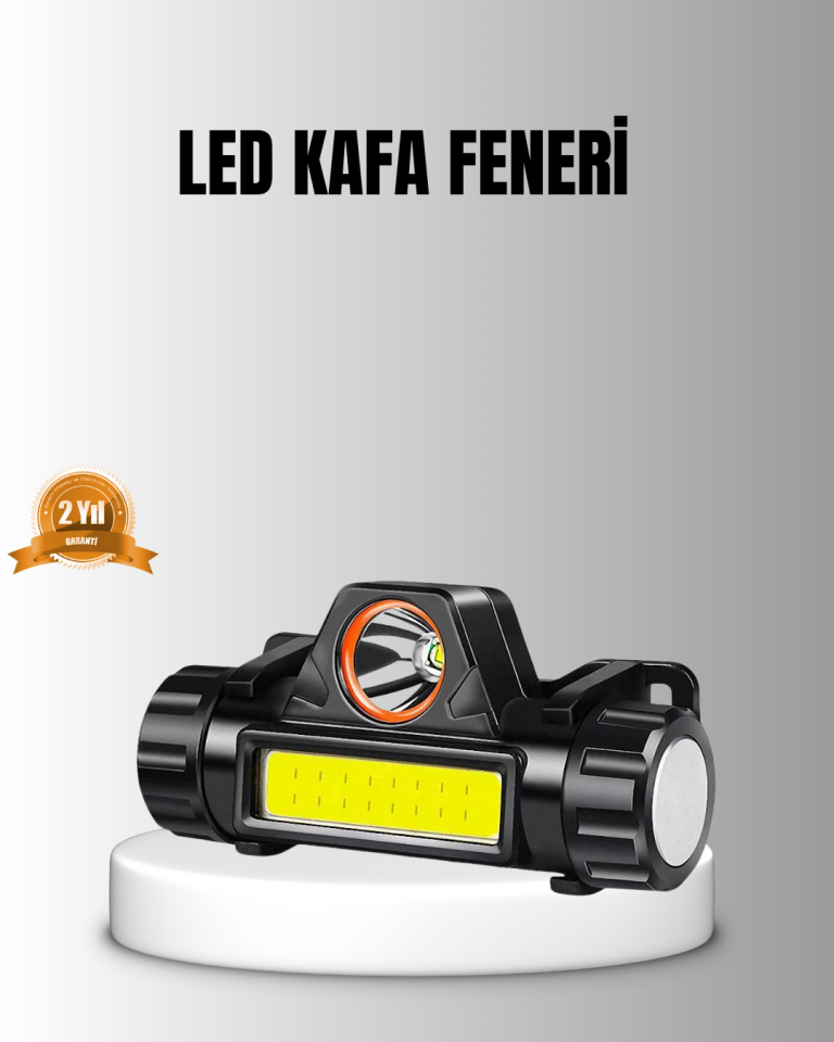 Şarjlı LED Kafa Feneri – Çift Fonksiyonlu, 200LM Işık Gücü, IP44 Suya Dayanıklı