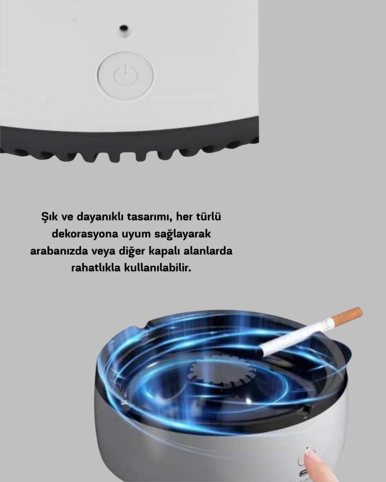Hava Temizleyici Küllük – Sigara Dumanı Filtreli, Sessiz Çalışan, Şık Tasarım