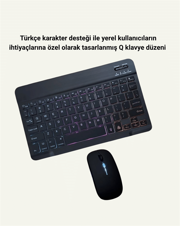 Türkçe Q Klavye Düzenli RGB Kablosuz Klavye Mouse Set