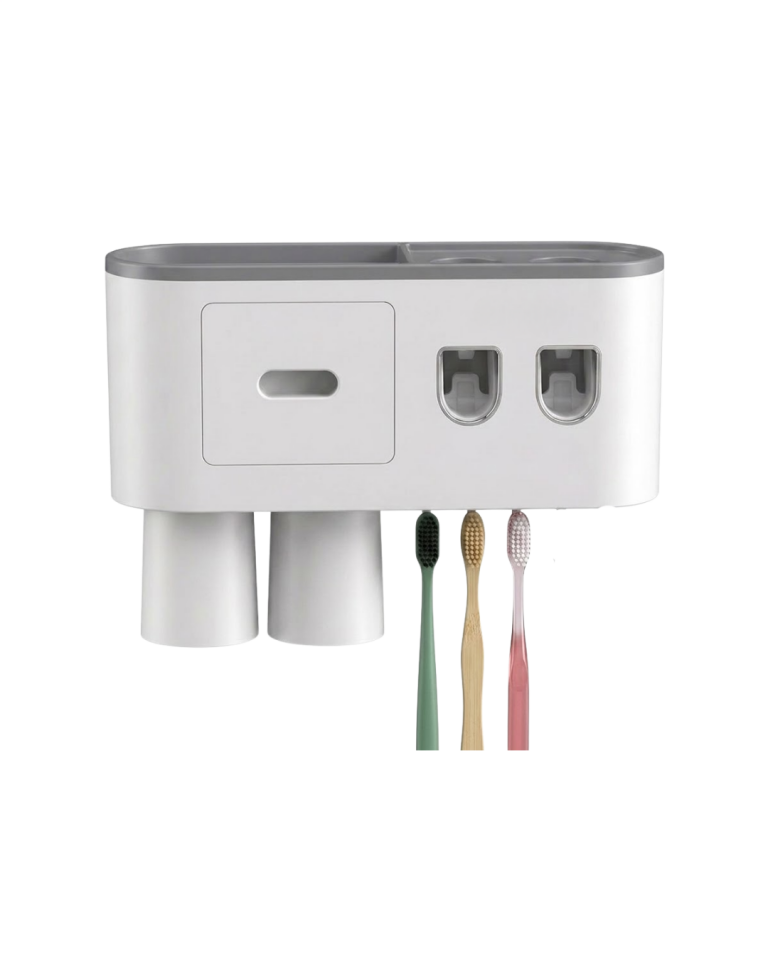Banyo Organizer Diş Fırçası Tutucu Çift Dispenserli Raflı Çekmeceli