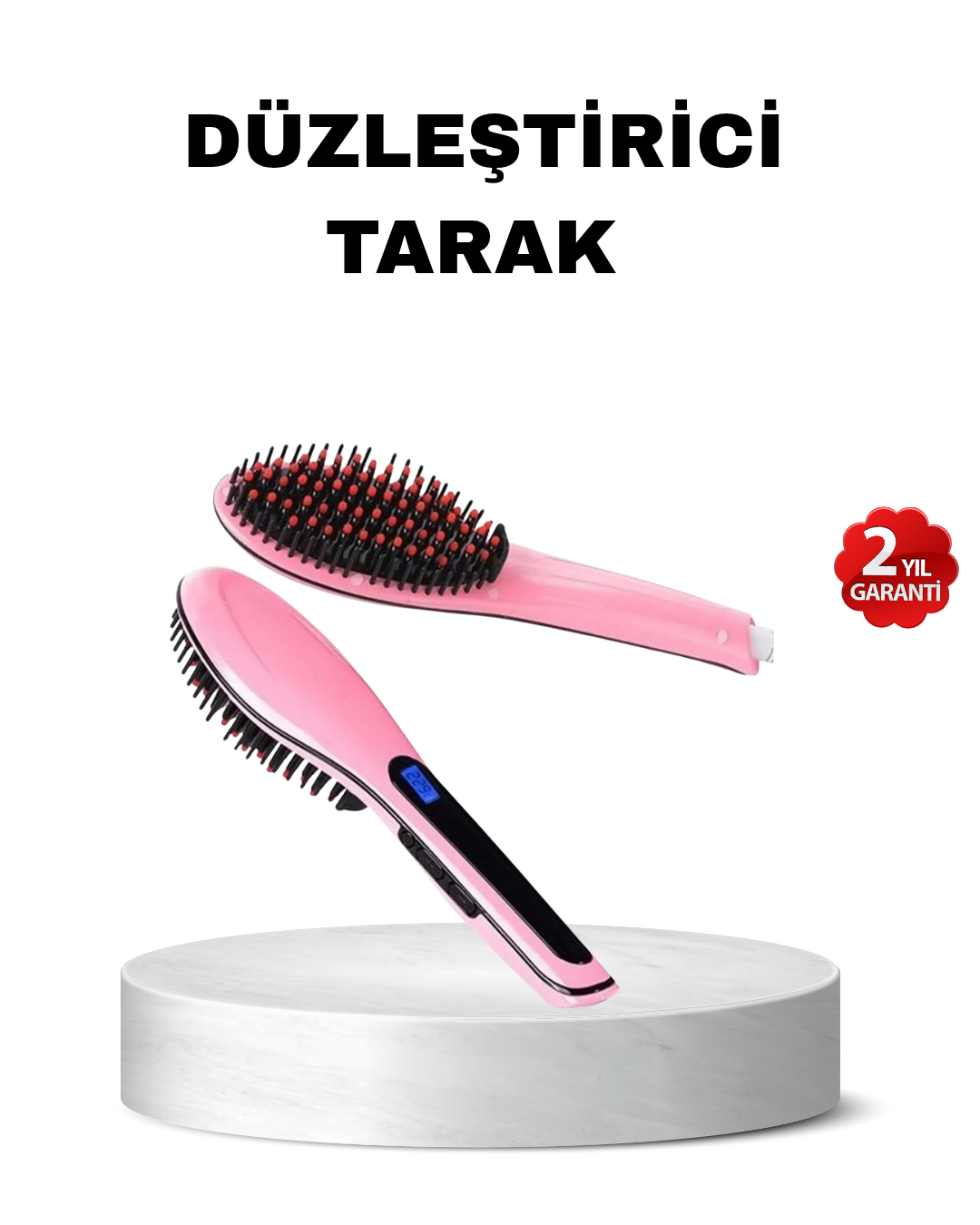 Dijital Ekranlı Seramik Saç Düzleştirici Tarak – 5 Kademeli Isı Ayarı, İyon Kontrollü